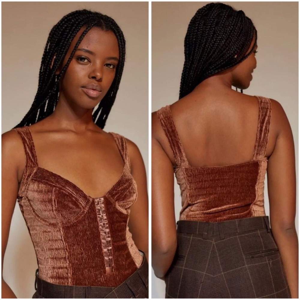 Urban Outfitters Size M Out From Under Pink Luna Velvet Corset Bodysuit NWT $69